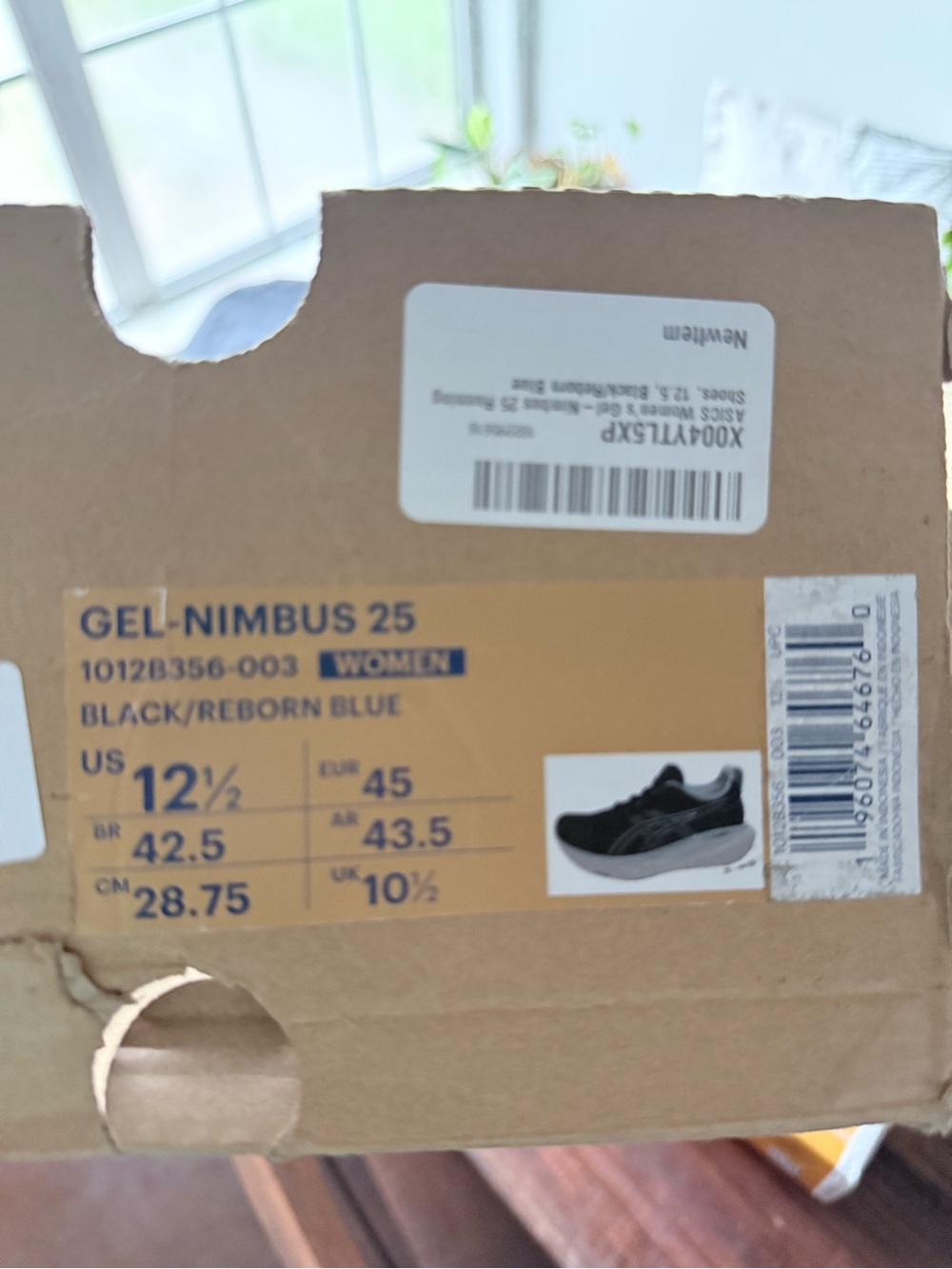 Asics Gel Nimbus 25 Womens Black/White with Light Blue - Picture 6 of 6